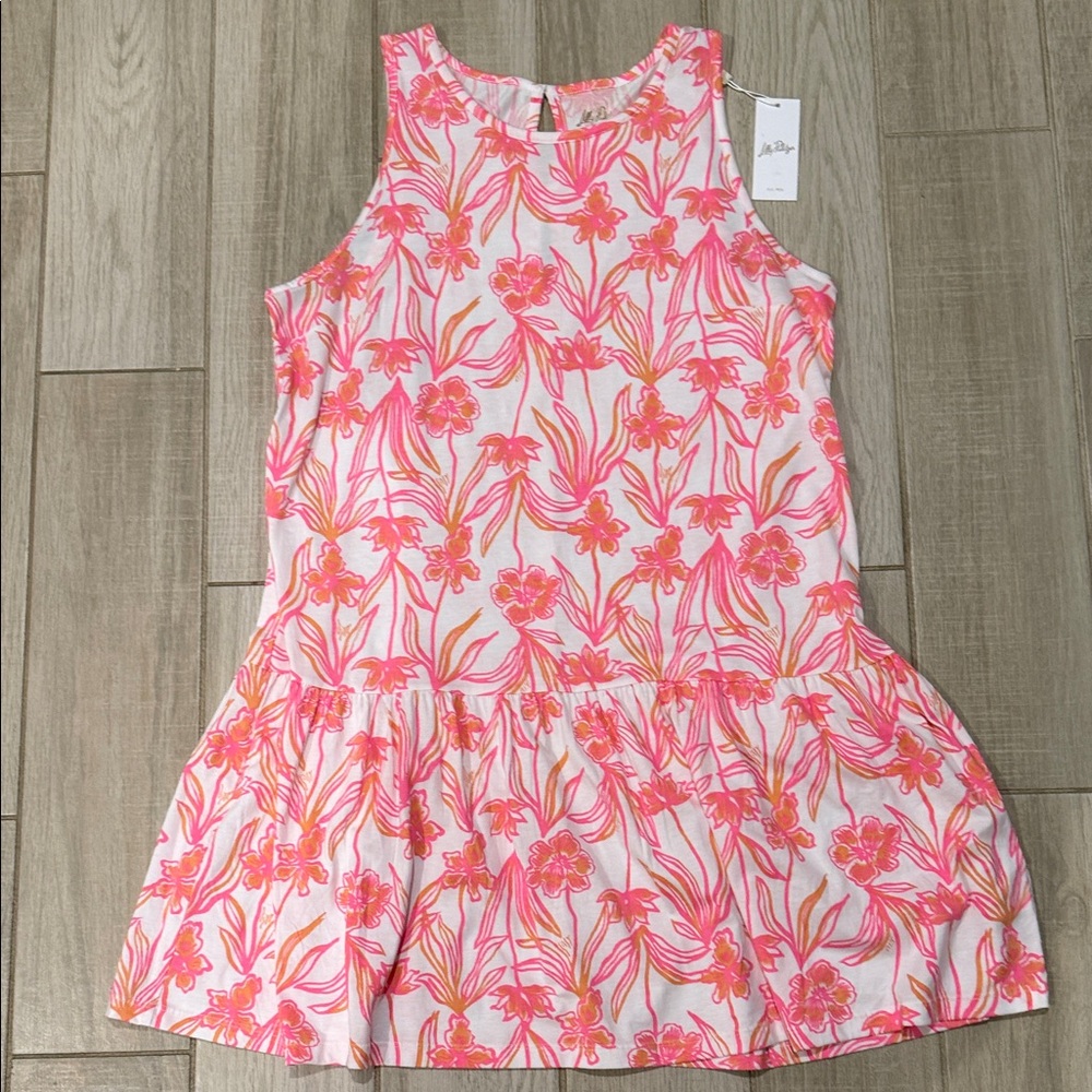 Lilly Pulitzer Pink & Neon Orange Floral Sleeveless Dress